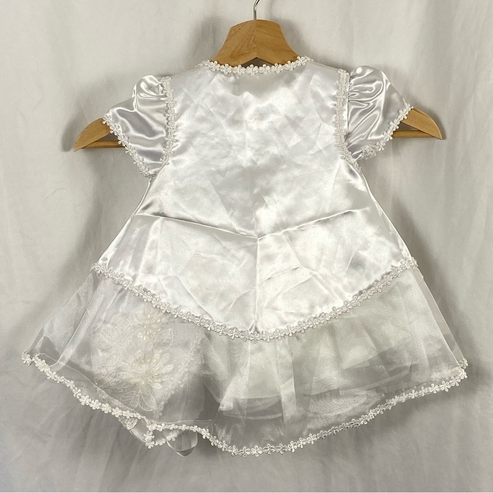 Aiden Jess Baby Girl White Baptism Christening Dress With Jacket And Bonnet - Picture 3 of 16